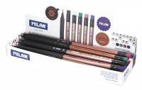 MILAN Copper HB-Blyanter med Viskelæder 24 stk Display 24 HB-grafitblyanter med farvede viskelædere i Copper-serien.