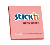 Notesblok 76x76 100 Blad Neon Lyserød Selvklæbende Sticky Notes, der klæber overalt igen og igen uden at beskadige underlaget.