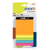StepNotes 5 Størrelser 150 Blad Assorterat Neon Selvklæbende Sticky Notes, der klæber overalt igen og igen uden at beskadige underlaget.