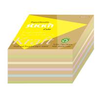 Noteskub Kraft 76x76 400 Blad Assorterat Pastel 100 % Genbrugt Selvklæbende Sticky Notes, der klæber overalt igen og igen uden at beskadige underlaget.