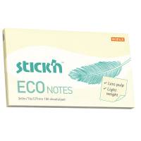 Notesblok ECO 76x127 100 Blad Gul Selvklæbende Sticky Notes, der klæber overalt igen og igen uden at beskadige underlaget.