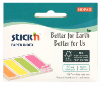 Indeksfaner FSC 4 stk. 50x20 50 ark Sorteret Neon Papomslag Stick&rsquo;N FSC-certificerede indeksflapper i neonfarver til tydelig m&aelig;rkning og organisering af dokumenter. Kan flyttes og genbruges uden at efterlade m&aelig;rker.