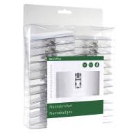 Navneskilt Clip 50x90mm 50 Pack Navneskilt 50x90 mm med clips, n&aring;l og indsats til tydelig og sikker identifikation. Fremstillet i PET-plast, s&aring; det kan bruges igen og igen.