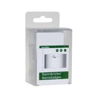 Navneskilt Nål 75x40mm 10 Pakke Kongresmærker 75x40mm med sikkerhedsnål og indstik for tydelig og sikker indentifikation af besøgende, konferencedeltagere m.fl.