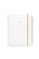 Filofax Notebook Moonlight A5 Linjeret Hvid A5 Moonlight Refillable Notebook inkluderer kraftigt fyldepen-venligt papir og har smukke guldaccenter.