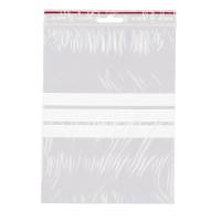 Grippie Light Lynlåsposer Nr-72 150x200mm Med Skrivefelt Lynlåspose T-72, 140x200mm (indre mål) med 5mm euro hul til ophæng og tre hvide skrivefelter. 40 mikron, kraftig lynlåslukning og rød stregmarkering. Fødevarergodkendt. 100 poser pr. bundt, 1000 pos