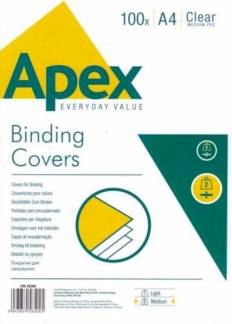Fellowes Indbindingsomslag A4 Transparent 100 Pakke Fellowes Apex medium PVC-omslag. Beskytter indbundne dokumenter mod snavs og skader. Størrelse: A4