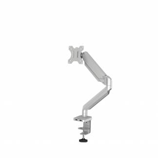 Platinum Series Single Monitor Arm Sølv Fellowes skærmholder med gasfjeder og 2 USB-porte. Passer skærme op til 8 kg og 32 tommer.