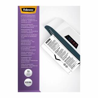 Fellowes Laminering Rengøringsark 10 Ark Rengøringsark som holder lamineringsmaskinen ren og fri fra støv.