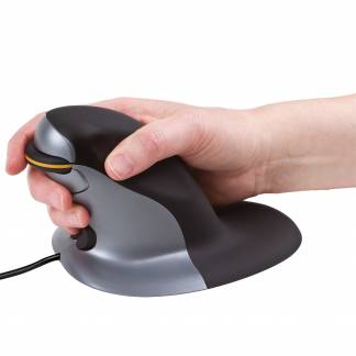 Fellowes Penguin Mouse Wired Medium Penguin Mouse er en vertikal mus med høj præcision och ‘easy-glide’. Den er meget værdsat af sine brugere og fåes i 3 størrelser for et maximal ergonomisk greb.