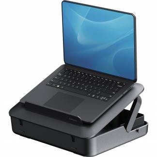 Fellowes Laptopopbevaring Breyta Sort Fellowes Breyta laptopopbevaring er den perfekte løsning til ergonomisk arbejde med 5 højdejusteringer. Fremstillet af materialer, der er 100 % genanvendelige.