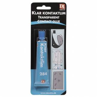 Dana Klar Kontaktlim 284 Tub 40ml Blister Klar Kontaktlim 284 er en letflydende klar kontaktlim, specielt udviklet til limning af blød pvc.