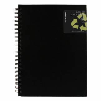 Skitsebog A6 60 ark 110 Gram PP Forside Sort Forblad af PP fremstillet af genbrugsplast og bagblad af robust karton giver stabilitet, når du skitserer.