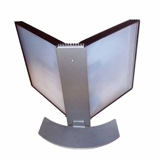 Easymount Bord Display A4 Sølv till 20 Lommer EasyMount-serien tilbyder praktiske registersystemer med stilrent design. Med sin buede fod vil EasyMount bord display se godt ud på ethvert skrivebord, og formen sikre at systemet er i perfekt balance.