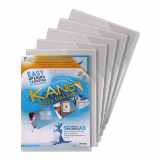 Kang Magnetisk Skiltelomme A5 5 Pack Skiltelommer med fuld magnetisk bagside og hjørneåbning. Kan indeholde op til 10 ark papir.