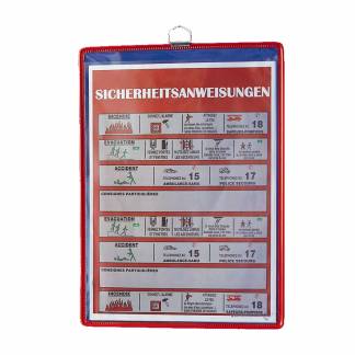 Ophængningslomme A4 Rød 5 Pakke En praktisk løsning til visning af alle typer dokumenter. Ingen skruer, søm eller celletape til at overføre og vise information. Kan bruges på fabrikker, værksteder, butikker og kontorer.
