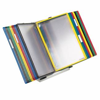 Tarifold Bord Display A4 30 Lommer Assorterede Farver Panelsystem Metal Desk Stand A4x10, Assorterede farver.Et meget robust panelsystem fra Tarifold, der fås til 10, 20 eller 30 lommer.