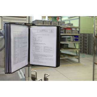 Tarifold PRO V&aelig;g Display A4 10 Lommer Sort Et v&aelig;gstativ med plads til 10 paneler i A4-format. Er perfekt tilpasset til hyppig brug.