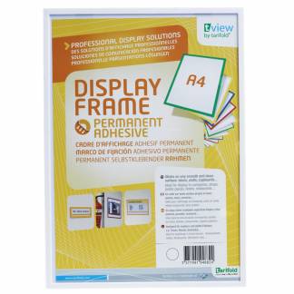 Selvhæftende Ramme A4 Hvid Let og robust displayramme til nem montering på alle glatte overflader, værktøjsfri selvklæbende montering, fremstillet af brudsikker abs-plast, størrelse A4.