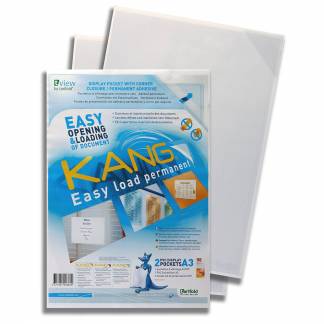 Kang Selvklæbende Skiltelomme A3 2 Pakke Det er nemt at dele information med disse selvklæbende lommer. Kan sættes på næsten alle jævne overflader, selv i butiksvinduer!