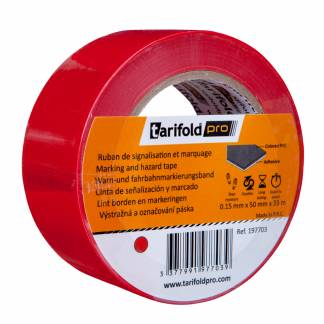 Markeringstape 33mx50mm Rød Advarselstape er en enkel og god løsning, der sikrer en tydelig, sikker og holdbar gulvmærkning indendørs. Optimal synlighed takket være farver med høj kontrast.