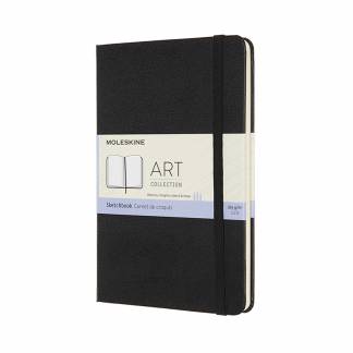 Art Skitsebog Medium Sort Moleskine Sketch Books med kraftigt 165 g/m2 papir som holder til mange udviskninger. Fås i flere størrelser og farver.