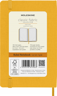 Classic Hard Linjeret Pocket Orange Gul Moleskine 'Color Collection' 2022. En serie notesbøger i glade farver med stofomslag.