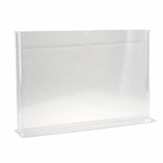 Akrylskilt, A4 T-formet Liggende Liggende T-formet skilteramme / menuholder. Fremstillet af støbt plexiglas for bedre holdbarhed.