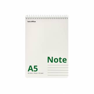 Spiralblok A5 Linjeret Top spiral 100 Ark 60g Linjeret spiralbog i A5-format med 100 ark og 60 gram papir. Topspiralindbundet, FSC-mærket og mikroperforeret.