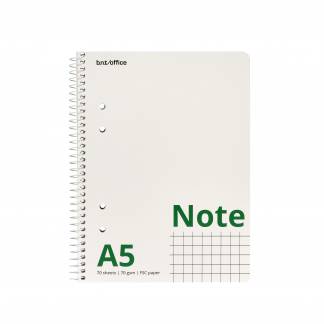 Kollegieblok A5 70 Ark 70 Gram Svensk Hulning Kvadreret College-notesbog i A5-størrelse med 70 ark og 70 grams papir. Blokkene er FSC-mærkede, spiralindbundne, mikroperforerede og med svensk hulning.