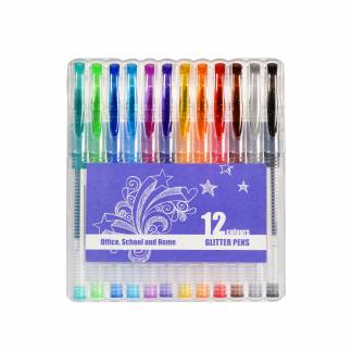 Glitterpenne OFFICE 12 Pakk Glitterpenne i 12 forskellige farver med 1 mm spids i praktisk selvst&aring;ende etui som g&oslash;r det nemt at finde den rigtige farve.
