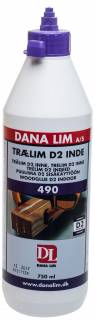 Dana Trælim D2 490 750ml Trælim D2 Inde 490 er en hurtig tørrende og stærk allround PVAc-lim til de fleste indendørs trælimninger.