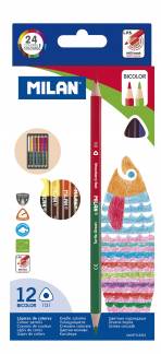 MILAN 12 Dobbeltsidede Farveblyanter 12 trekantede farveblyanter med dobbelt ende, 24 farver.