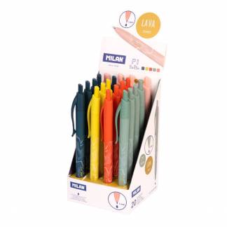 MILAN Lava P1 Kuglepen 20 stk. Display P1 Blå kuglepenne fra Milanos Lava-serie. Leveres i en salgsdisplay med 20 penne i forskellige farver.