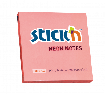 Notesblok 76x76 100 Blad Neon Lyserød Selvklæbende Sticky Notes, der klæber overalt igen og igen uden at beskadige underlaget.