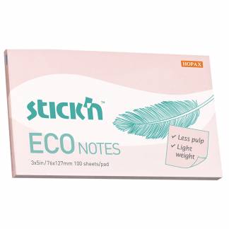 Notesblok ECO 76x127 100 Blad Lyserød Selvklæbende Sticky Notes, der klæber overalt igen og igen uden at beskadige underlaget.