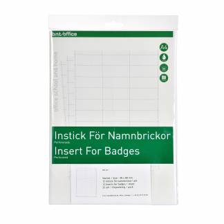 Indstik A4 Til Navneskilt 28x67mm Indstik til navneskilte.190gsm belagt pap