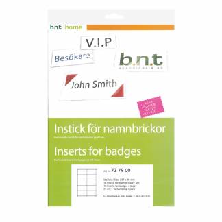 Indstik A4 Til Navneskilt 57x98mm Indstik til navneskilte, 190gsm belagt pap.