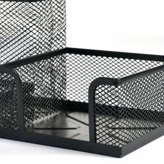 Blyantholder og Visitkortholder Sort Nyt produkt i vores Mesh-serie - en stilfuld og praktisk kombination af penneholder og notesblokholder i metalnet.