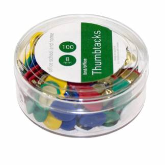 Flade Tegnestifte 100 stykk Assorterade Farver Flade tegnestifter i blandede farver til opslagstavler og lignende.Nålen er 8,5mm. Diameter: 8mm. Æsken indeholder 500 stk.