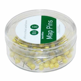 Kortnåle 100 Stykk Gul 100 gule kortnåle med rundt hoved.