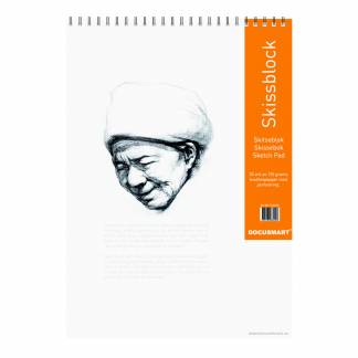 Skitseblok A3 30 Ark 135 Gram Spiralbundet skissblock med kraftigt och tåligt 135 g pappret som tillåter de flesta pennor och tekniker.