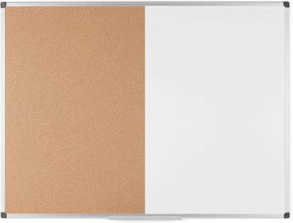 Opslagstavle Kombi Whiteboard/Kork 120x90cm Halv kork- og halv magnettavle. Udstyret med tilbehørsholder og fastgørelsessæt. Mål 120x90cm