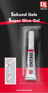 Dana Sekundlim Gele 359 Tub 3g Sekundlim Gelé 359 er særlig velegnet til limning af små emner af metal, gummi, træ, tekstiler, læder m.m.