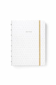 Filofax Notebook Moonlight A5 Linjeret Hvid A5 Moonlight Refillable Notebook inkluderer kraftigt fyldepen-venligt papir og har smukke guldaccenter.