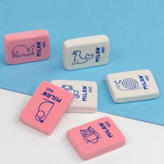 MILAN Viskelæder med Motiv 460 60 stk Et blødt fleksibelt viskelæder i syntetisk gummi med forskellige dyremotiver. Kan bruges til de fleste blyantstreger på alle typer papir.