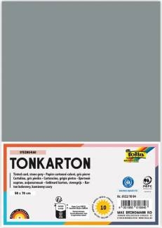 Karton 50x70 cm 220g 10 Ark Stengrå Folia farvet karton 220 g i stengrå – robust, kreativt og miljømærket med Blue Angel og PEFC.
