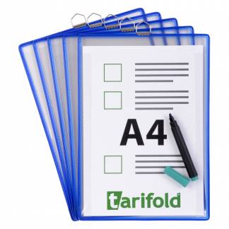 Kopiholdere A4 Blå Ideel til formularer eller andre dokumenter, der skal opdateres ofte, f.eks. planer, rengøringsskemaer, maskinkontrol, tilstedeværelseslister osv.