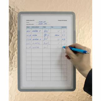 Magneto Ramme Selvklæbende Flytbar Memo A4x1, Sølv Med Memo kan du skrive direkte på dokumentet, fordi det kun er rammen, der holder dokumentet på plads. Praktisk kugleholder medfølger.