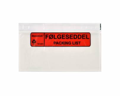 F&oslash;lgeseddellomme C65/DL Med Tryk 1000st F&oslash;lgeseddellomme Standard C65/DL med tryk (PE). Milj&oslash;m&aelig;rkning. 225x122 mm.